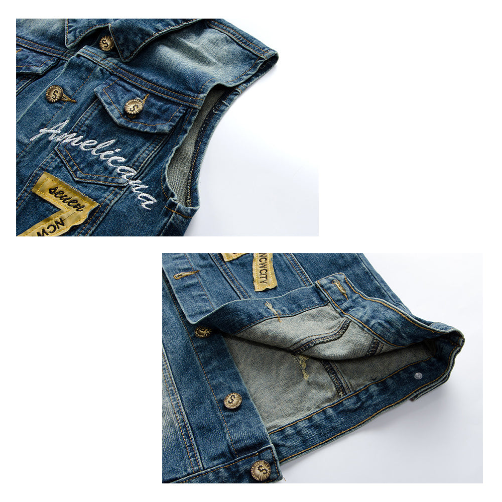 Gilet moto en jean Lucky 7