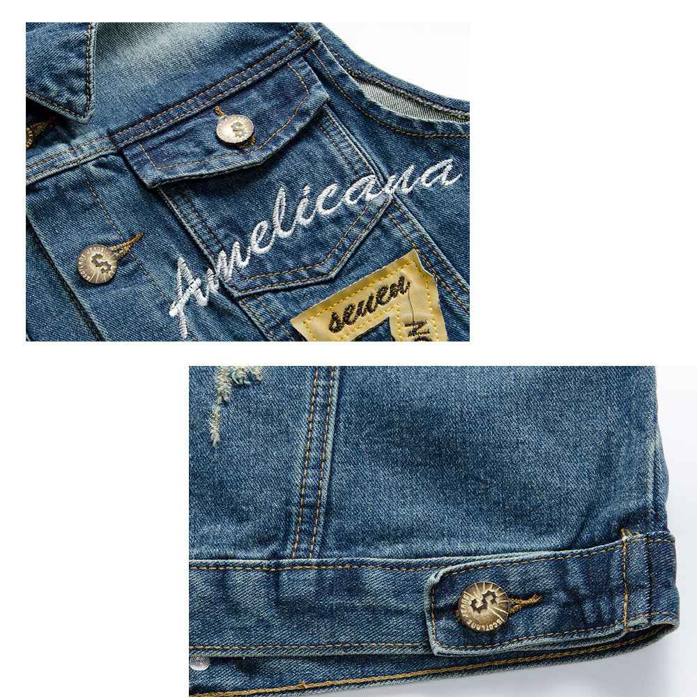 Motorcycle Lucky 7 Denim Vest