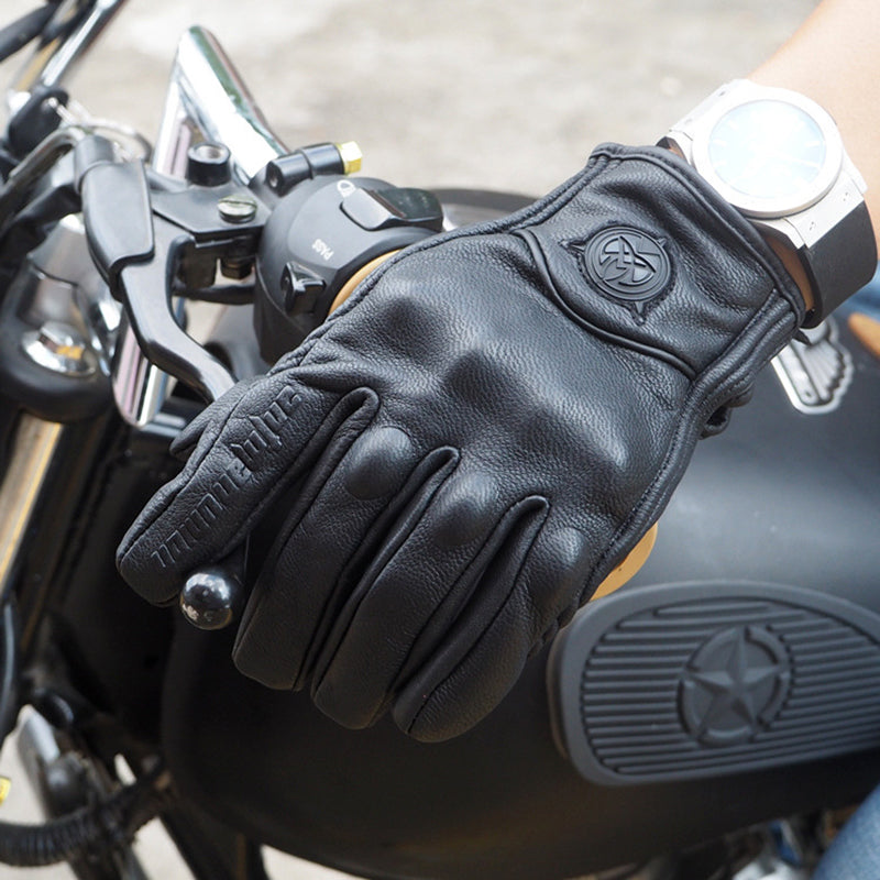 Gants de moto en cuir à manchette courte