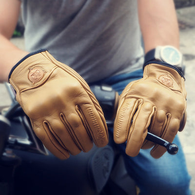 Gants de moto en cuir à manchette courte