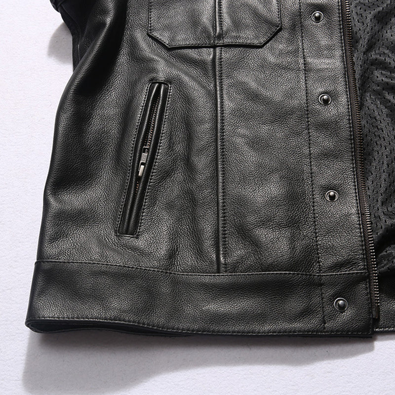 SOA Motorcycle Biker Club Gilet en cuir véritable