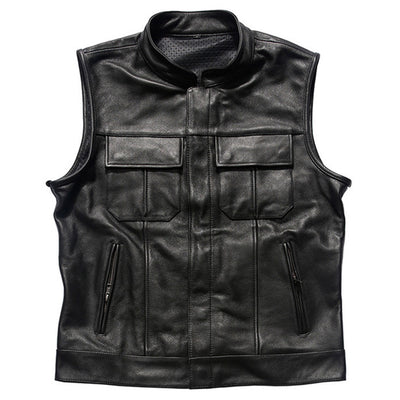 SOA Motorcycle Biker Club Gilet en cuir véritable