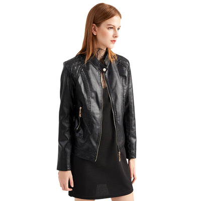 Veste de moto en simili cuir pour femme