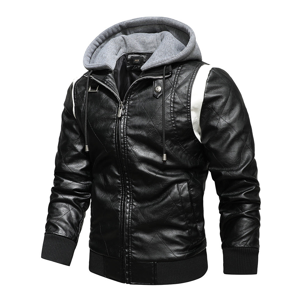 Biker Racing Jacket with Detachable Hood Warm Jacket