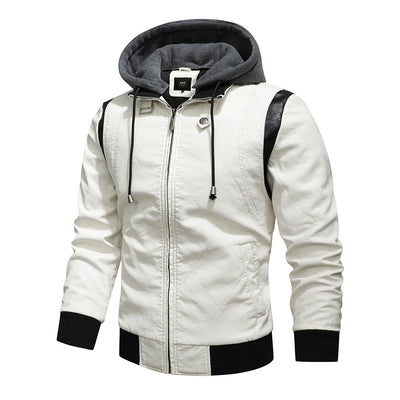 Biker Racing Jacket with Detachable Hood Warm Jacket