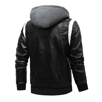 Biker Racing Jacket with Detachable Hood Warm Jacket