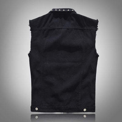 Gilet en denim noir à rivets rétro punk