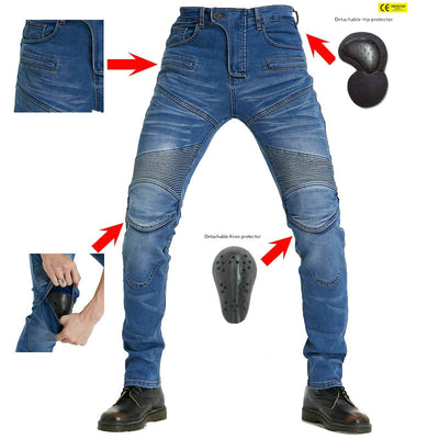 Motorcycle Riding PK718 Jeans With Protection Gear -Blue