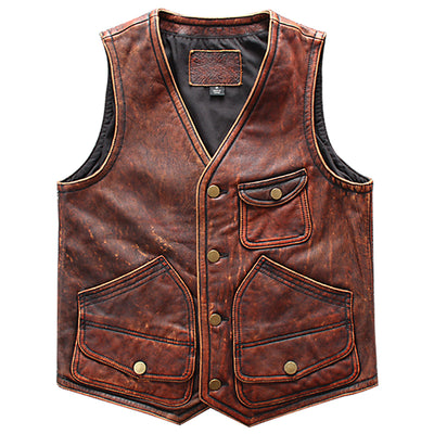 Amekaji Men's Anarchist Leather Vest