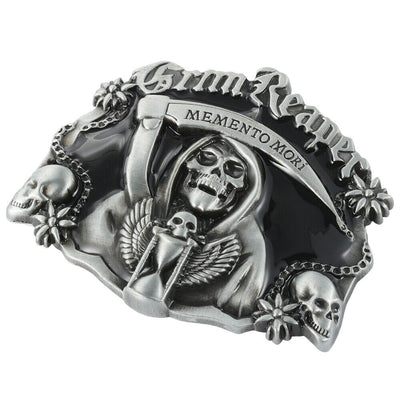 Grim Reaper Memento Mori Skull Belt Buckle