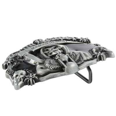 Grim Reaper Memento Mori Skull Belt Buckle