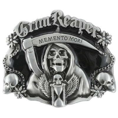 Boucle de ceinture crâne Grim Reaper Memento Mori