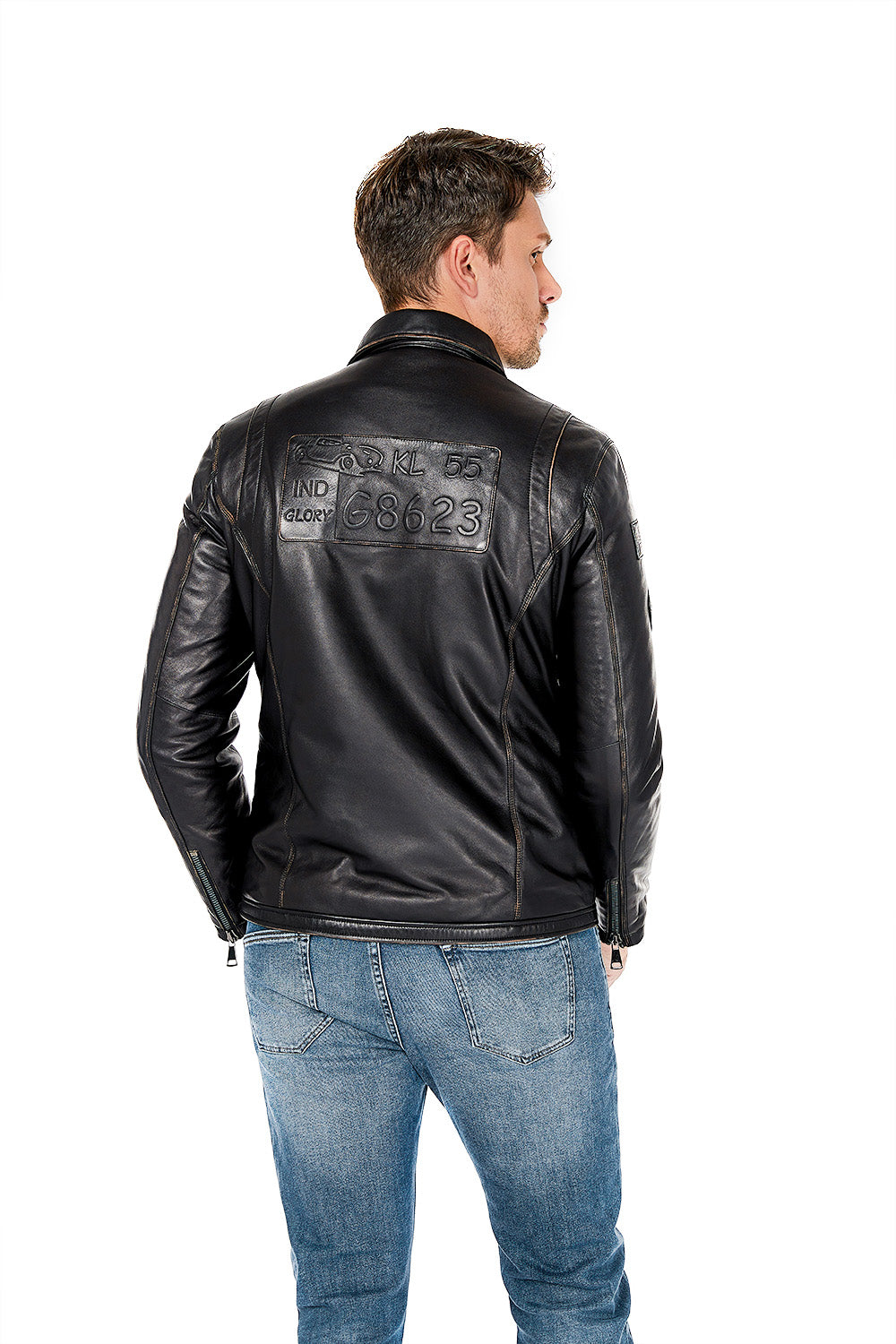 Eagle CM1 Veste de moto en cuir véritable pour homme