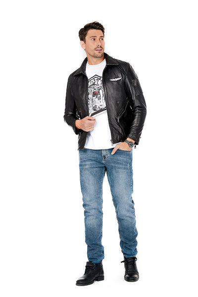 Eagle CM1 Veste de moto en cuir véritable pour homme