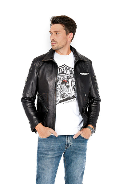 Eagle CM1 Veste de moto en cuir véritable pour homme