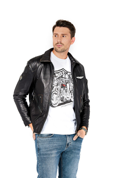 Eagle CM1 Veste de moto en cuir véritable pour homme