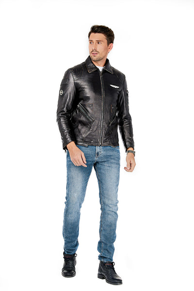 Eagle CM1 Veste de moto en cuir véritable pour homme