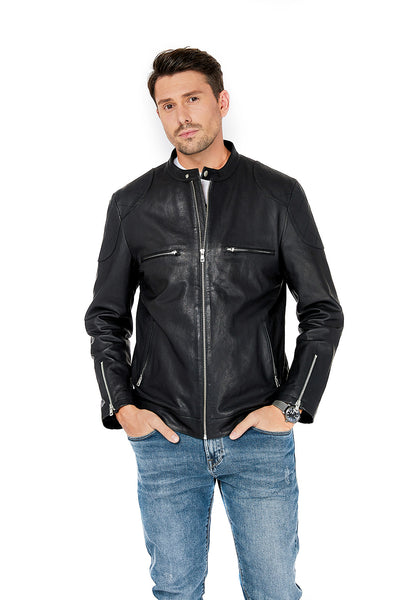 Veste en cuir véritable Eagle CM2 pour hommes 