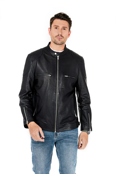 Veste en cuir véritable Eagle CM2 pour hommes 