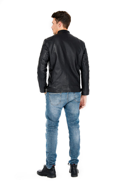 Veste en cuir véritable Eagle CM2 pour hommes 