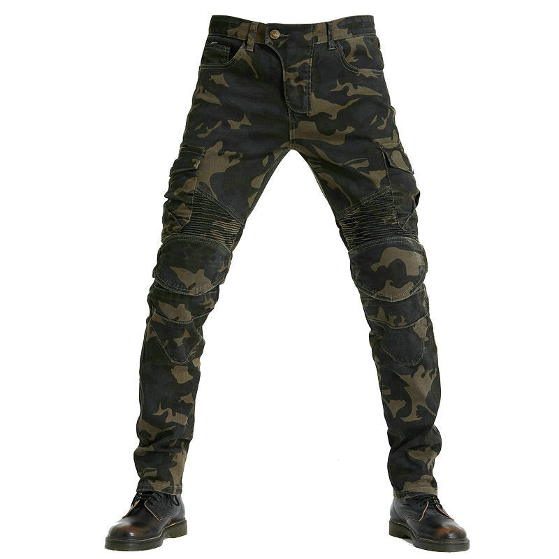 Pantalon LB1 en denim de course de moto avec protections aux genoux et aux hanches - Camo