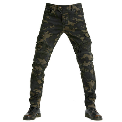 Motorcycle Racing Denim LB1 Pants With Hip Knee Protective Pads - Camo