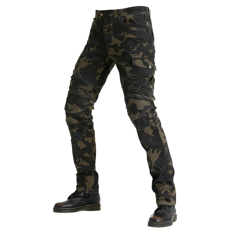 Pantalon LB1 en denim de course de moto avec protections aux genoux et aux hanches - Camo