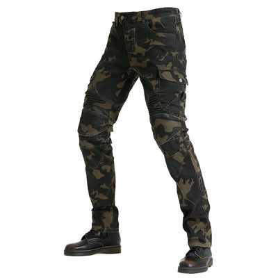 Motorcycle Racing Denim LB1 Pants With Hip Knee Protective Pads - Camo