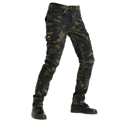 Motorcycle Racing Denim LB1 Pants With Hip Knee Protective Pads - Camo