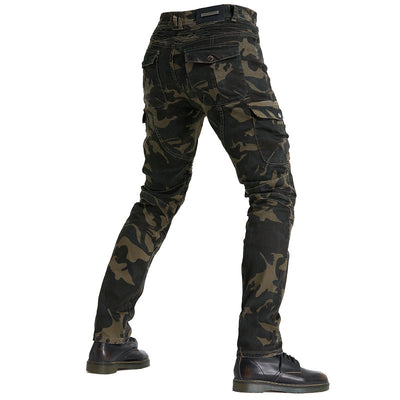 Motorcycle Racing Denim LB1 Pants With Hip Knee Protective Pads - Camo