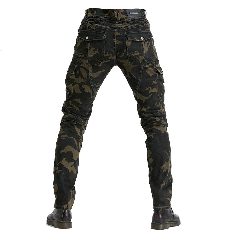 Pantalon LB1 en denim de course de moto avec protections aux genoux et aux hanches - Camo