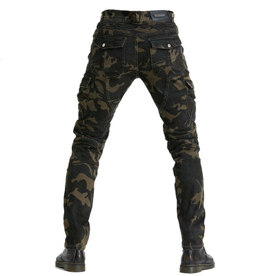 Motorcycle Racing Denim LB1 Pants With Hip Knee Protective Pads - Camo