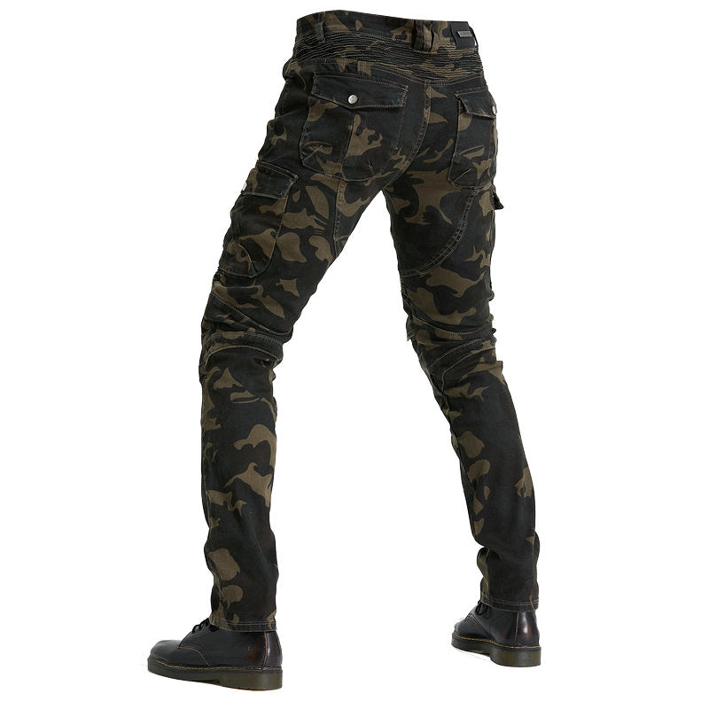 Pantalon LB1 en denim de course de moto avec protections aux genoux et aux hanches - Camo