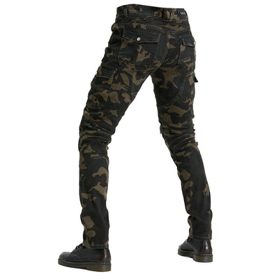 Motorcycle Racing Denim LB1 Pants With Hip Knee Protective Pads - Camo