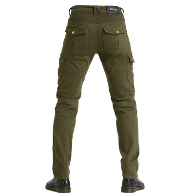 Pantalon LB1 en denim de course de moto avec protections aux genoux et aux hanches - Vert armée