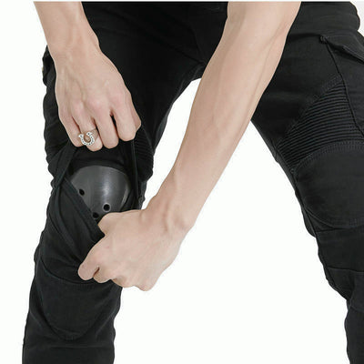 Pantalon LB1 en denim de course de moto avec protections aux genoux et aux hanches - Noir