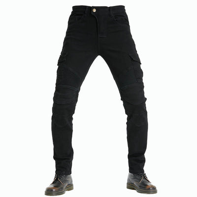 Pantalon LB1 en denim de course de moto avec protections aux genoux et aux hanches - Noir