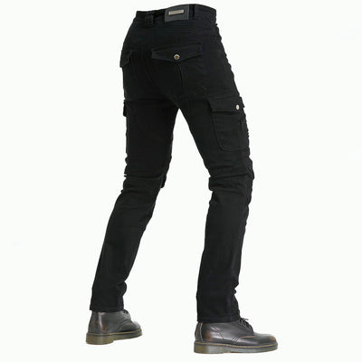 Pantalon LB1 en denim de course de moto avec protections aux genoux et aux hanches - Noir