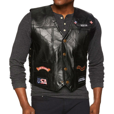 Mens Live To Ride Leather Vest