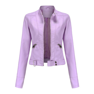 Blouson motard court en cuir pour femme