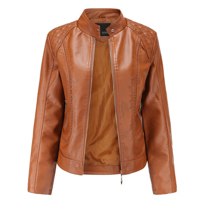 Veste de moto en simili cuir pour femme