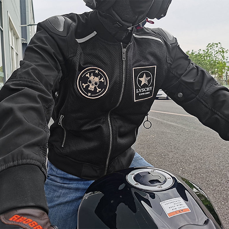 Veste de moto bomber d'été en maille avec armure