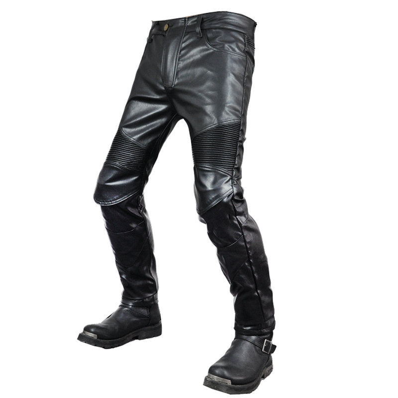 Pantalon de moto en cuir avec équipement de protection