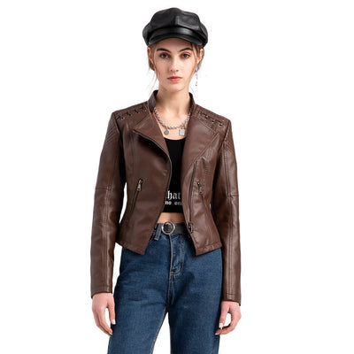 Veste de moto en cuir coupe slim