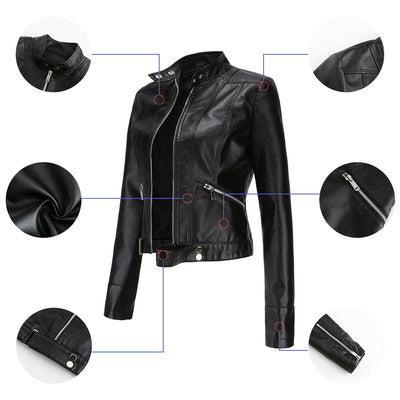 Blouson motard court en cuir pour femme