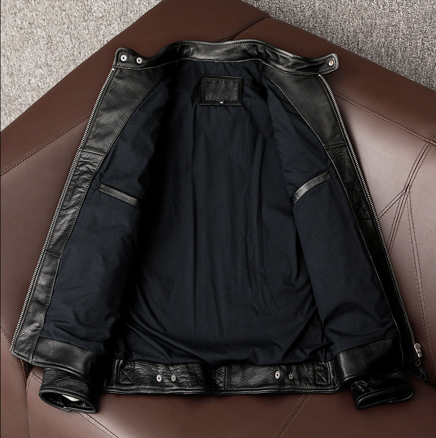 Veste en cuir de vachette noire