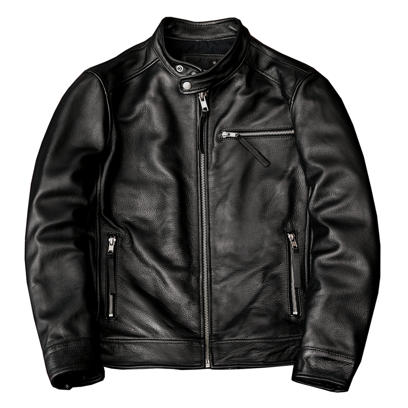 Veste en cuir de vachette noire