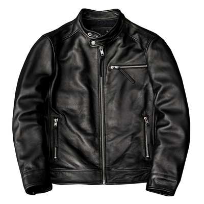 Veste en cuir de vachette noire