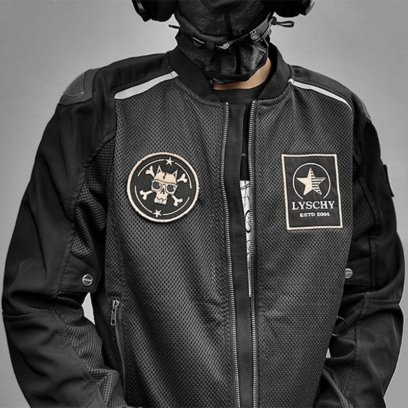 Veste de moto bomber d'été en maille avec armure