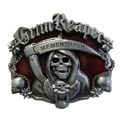 Boucle de ceinture crâne Grim Reaper Memento Mori